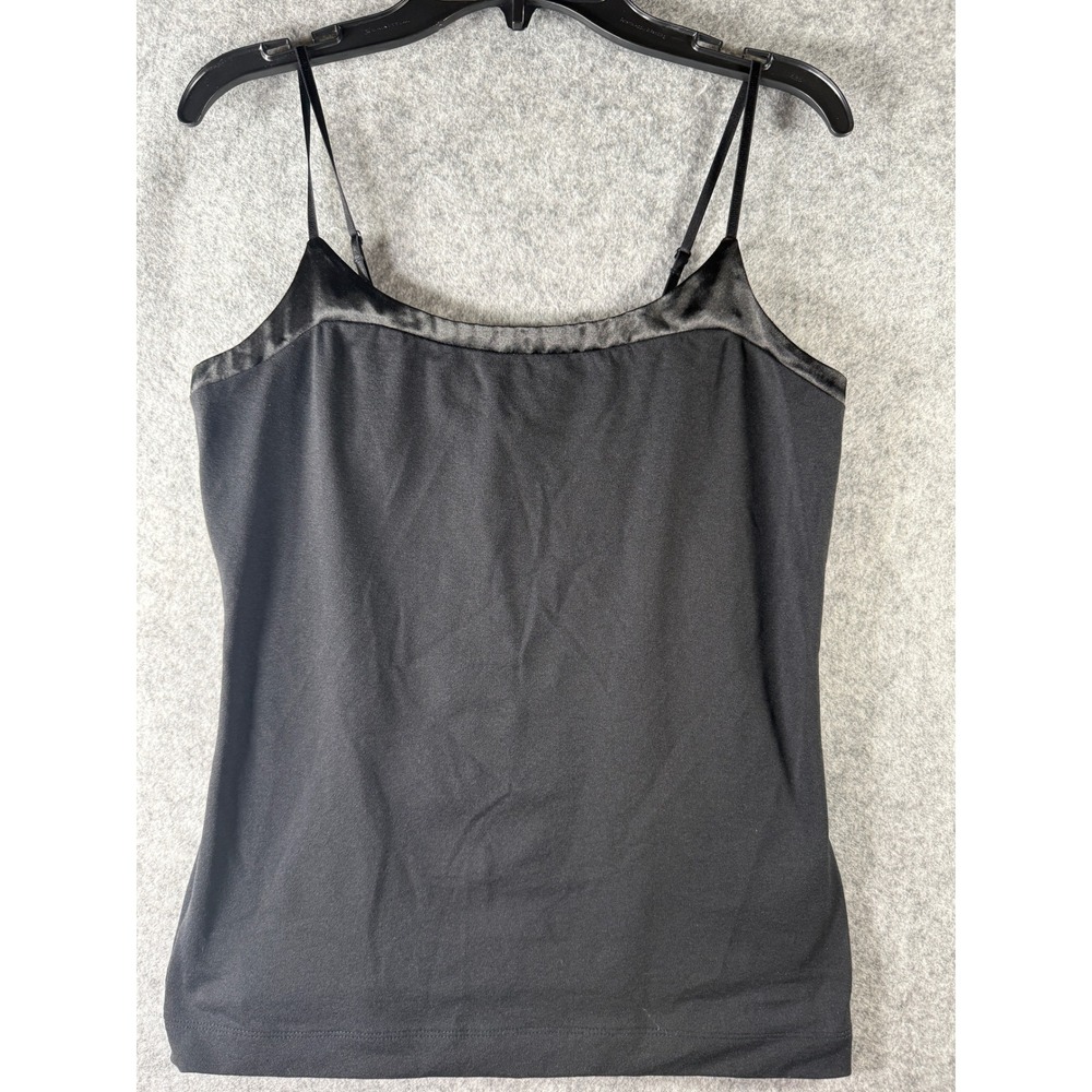 Banana Republic Womens Black Satin Trim Cami Top Adjustable Straps Small